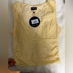 White Fox Boutique Yellow Lace Top